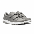 Men's grey leather double velcro-strap walking sneakers pair product shot