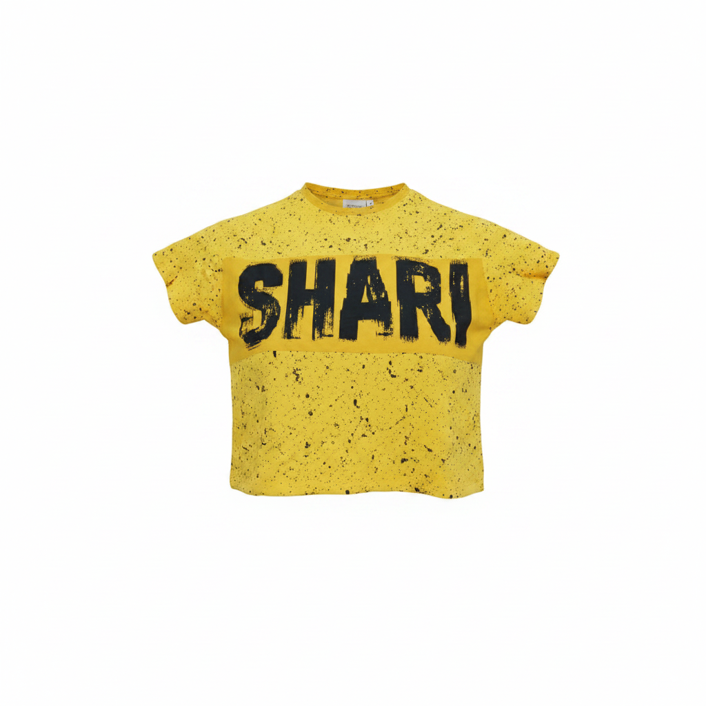 Ghost mannequin — Women's Yellow SHARI Graphic Crop Top