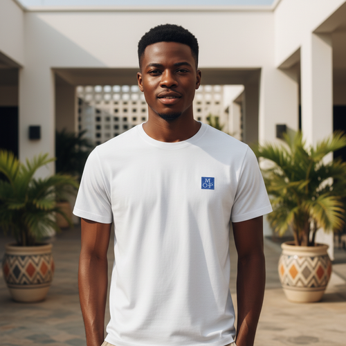 MOP Box Logo Tee White – Front Model View