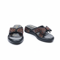 Women's multicolour rhinestone bow cross-strap beaded mule slipper - ghost mannequin pair view