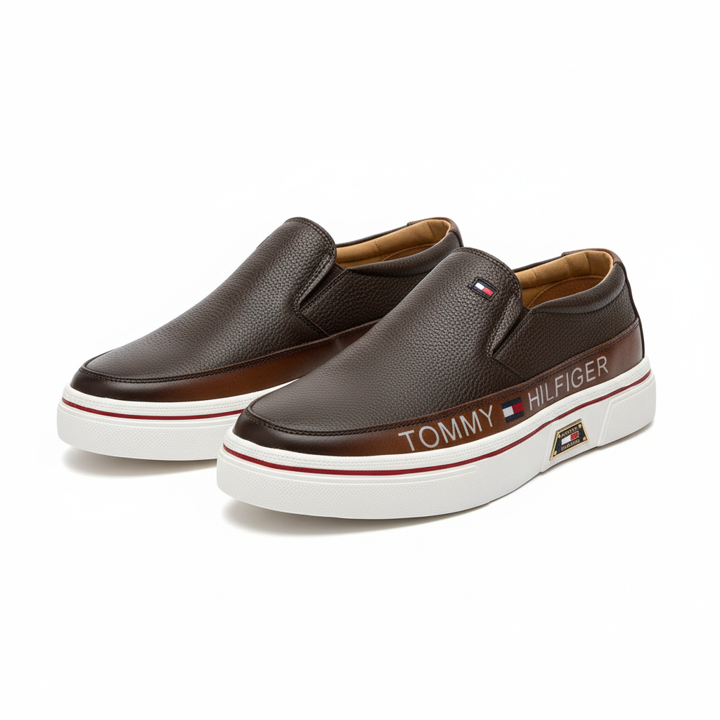 Dark Brown Pebbled Leather Slip-On Sneaker - Ghost Mannequin