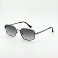 Gunmetal square sunglasses with grey gradient lenses and silver-tone arms