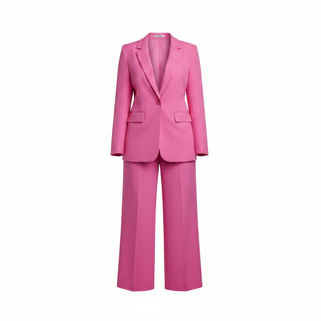 Women's Hot Pink Blazer & Wide-Leg Trouser Co-ord Suit – Ghost Mannequin Front View