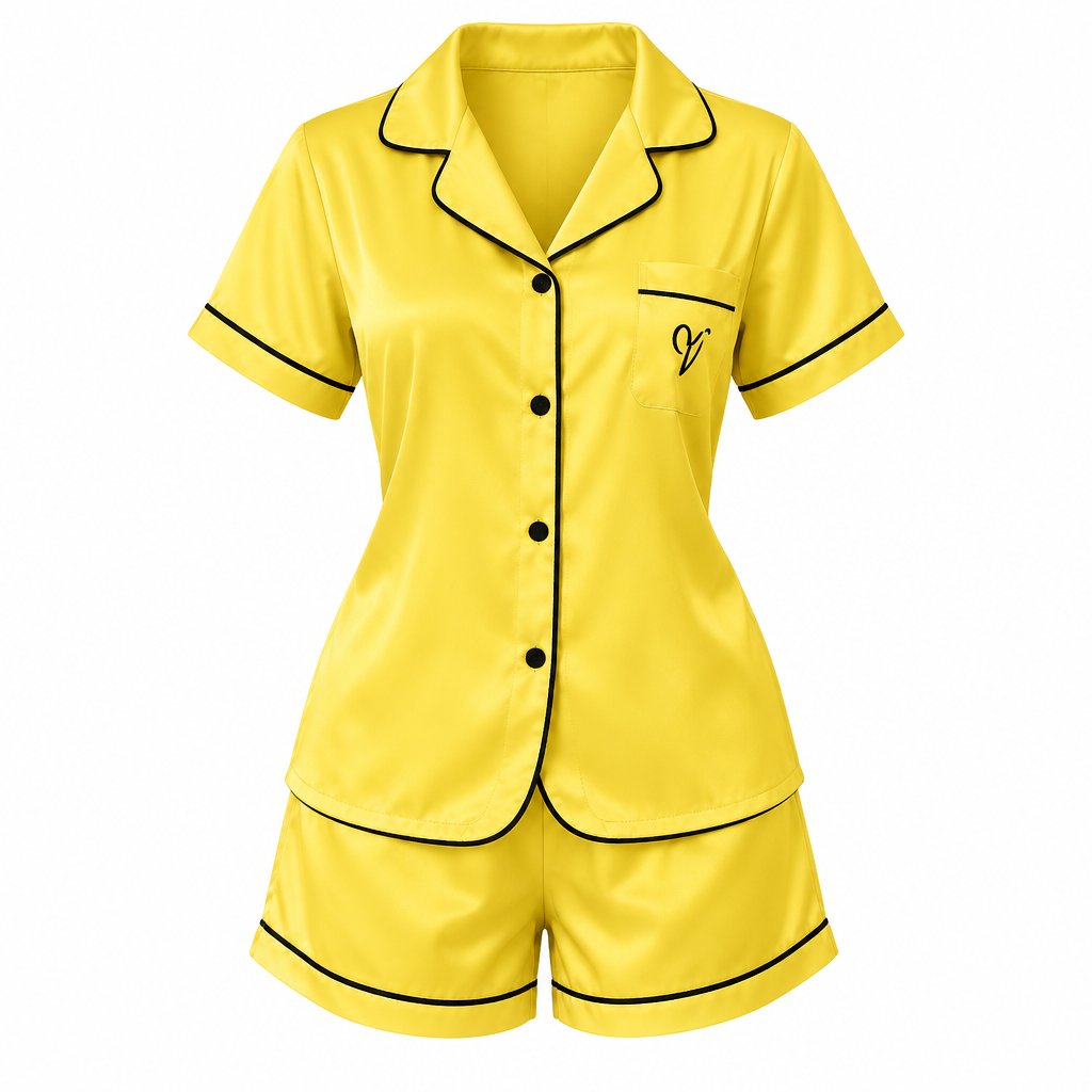 Satin Women's Pyjama Set – Yellow