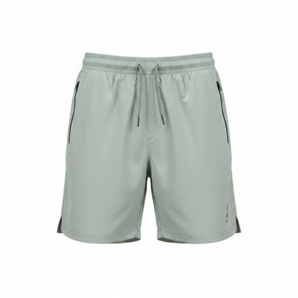 Sage Grey Zip-Pocket Athletic Sport Shorts - Ghost Mannequin