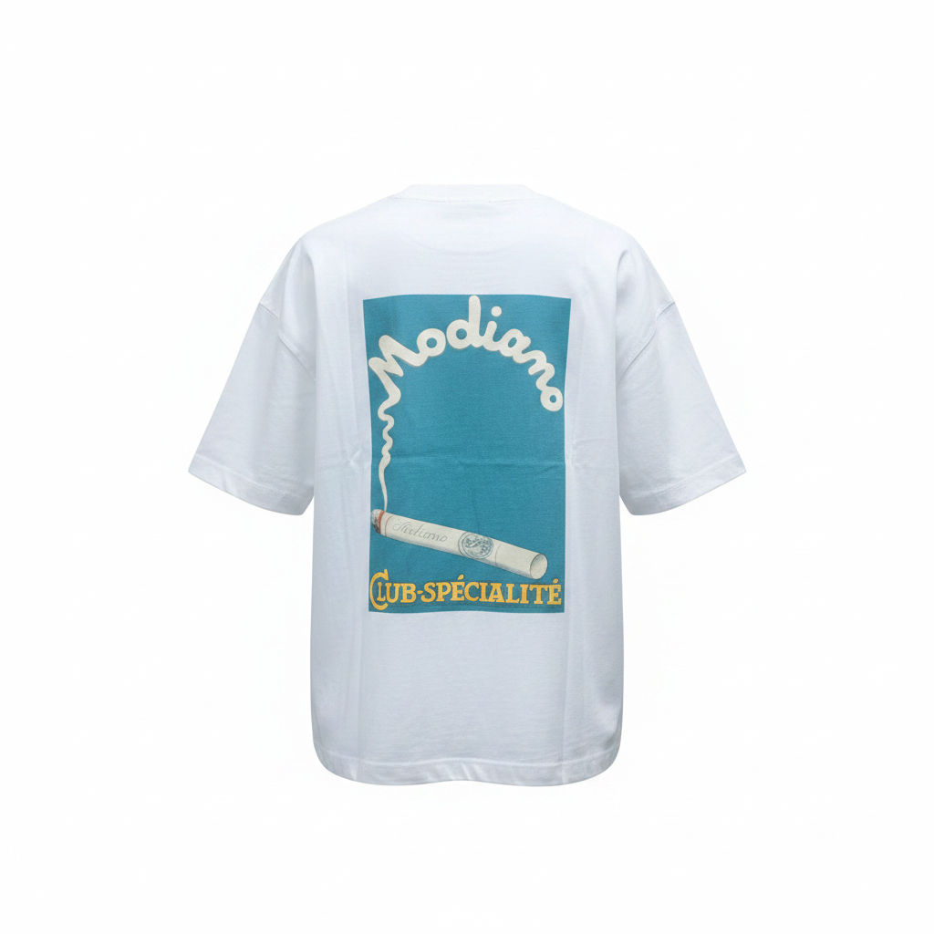 Unisex White Retro Graphic Oversized Tee - Ghost Mannequin Back View