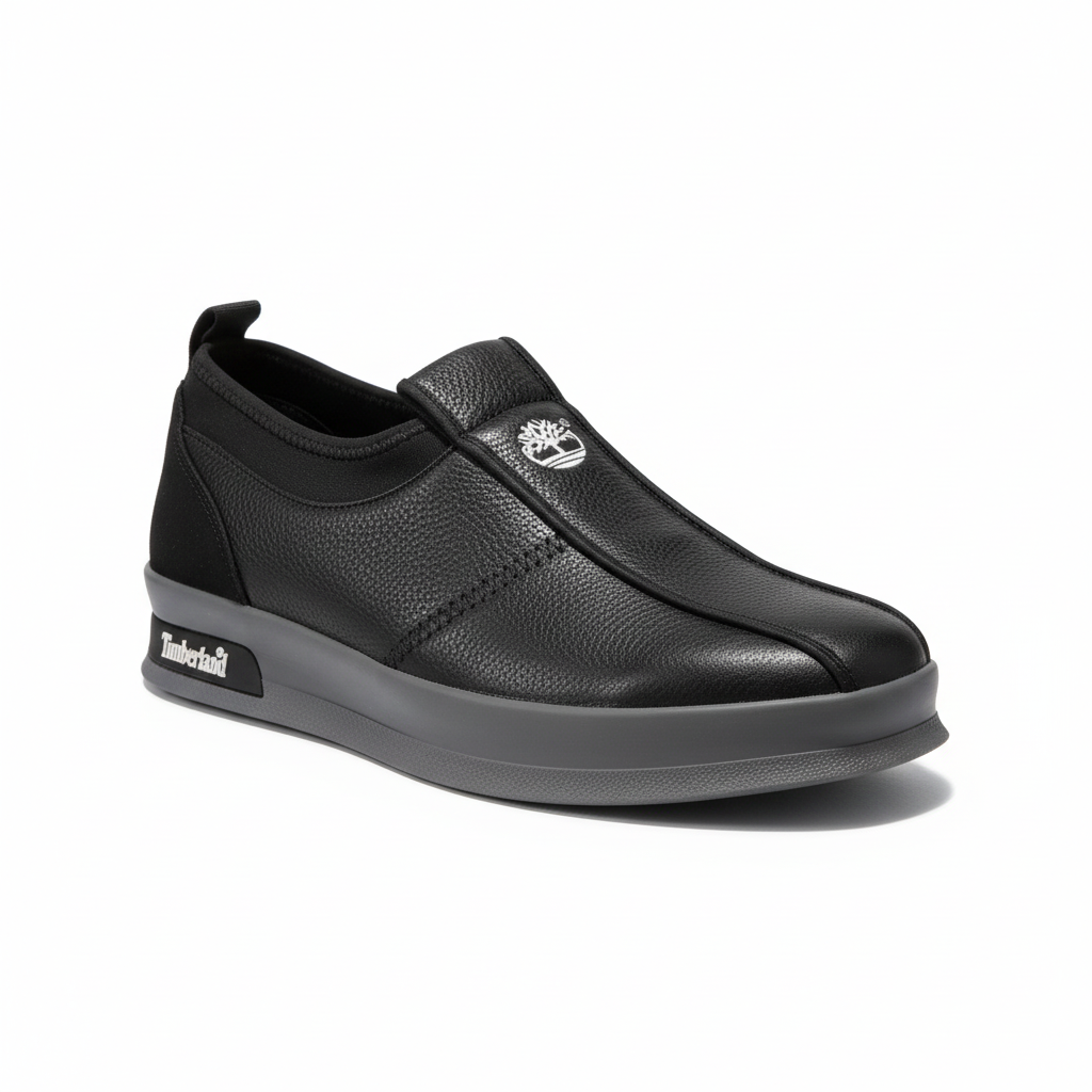 Black Pebbled Leather Slip-On Sneaker - Ghost Mannequin