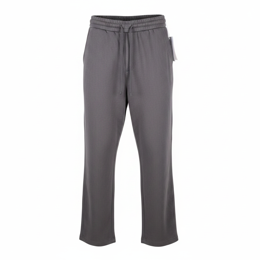 Men's washed grey drawstring sweatpants ghost mannequin front view