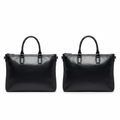 HR black smooth leather laptop tote ghost mannequin front and back view