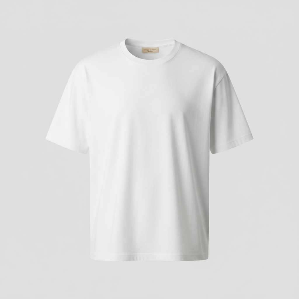 Plain white crew neck t-shirt front view