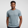 Front model view – Steel Blue Ribbed Tee