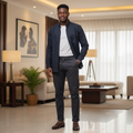 Model shot – Aribest Store Dark Navy Long-Sleeve Button-Down Casual Shirt