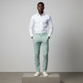 Sage Green White Gingham Trousers – Front Model