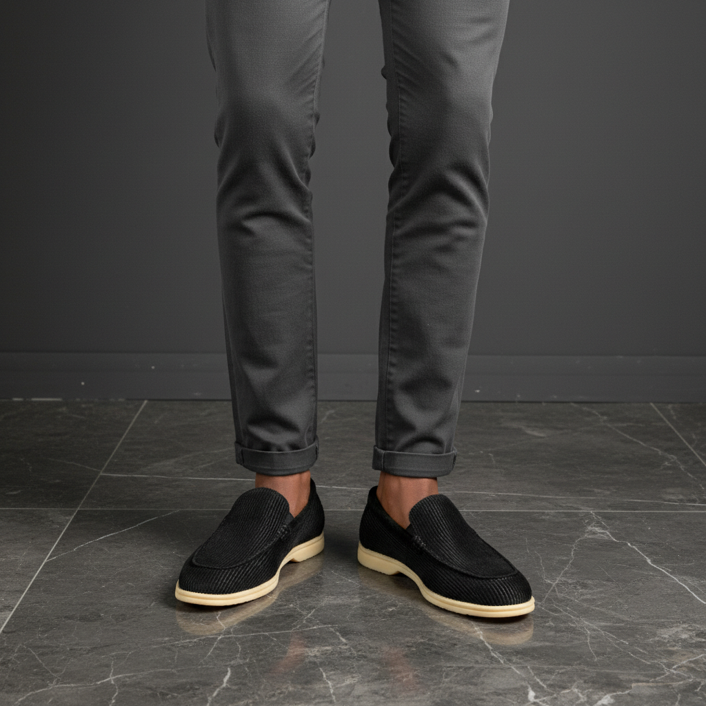 Black Corduroy Summer Walk Loafer - Model Shot
