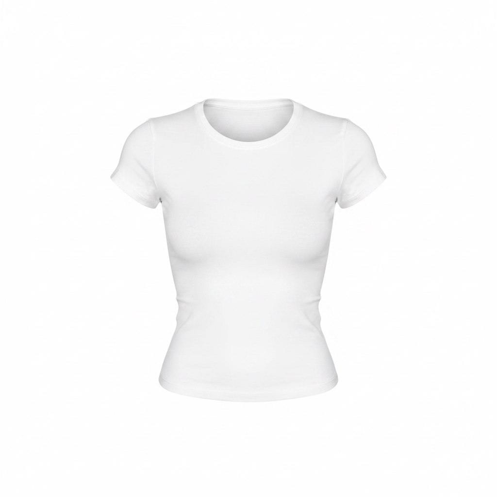 Women's Crew-Neck Short-Sleeve Fitted Crop Tee - Ghost Mannequin