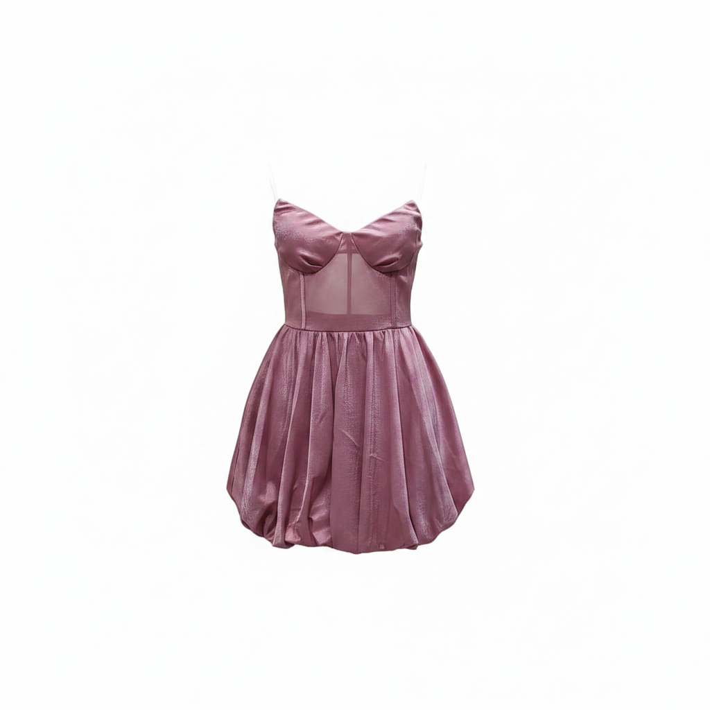 Dusty Rose Satin Bustier Bubble Mini Dress – Ghost Mannequin