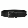 Black Genuine Leather Stitched Belt - Front View