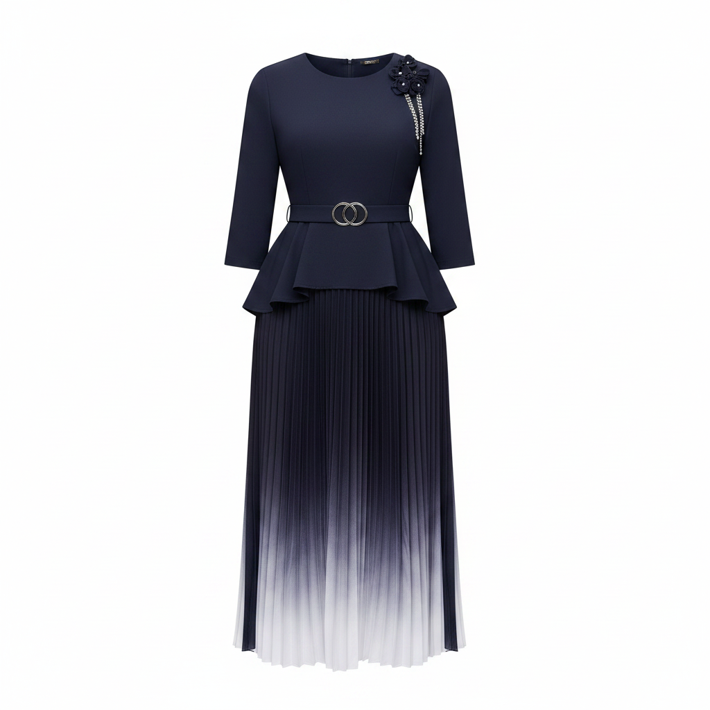 Navy & White Ombre Pleated Peplum Skirt Set – Ghost Mannequin