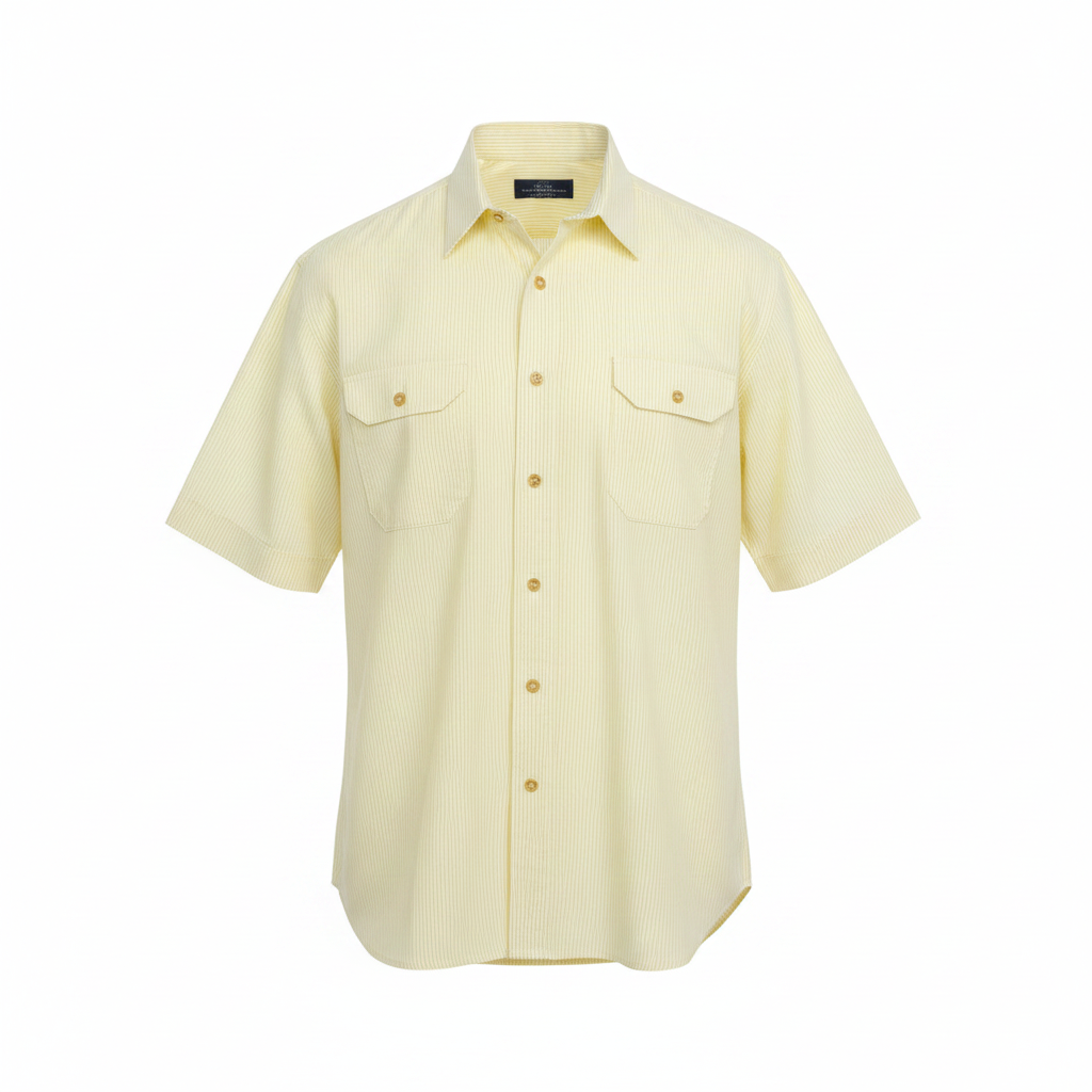 Yellow Pinstripe Short-Sleeved Shirt - Ghost Mannequin