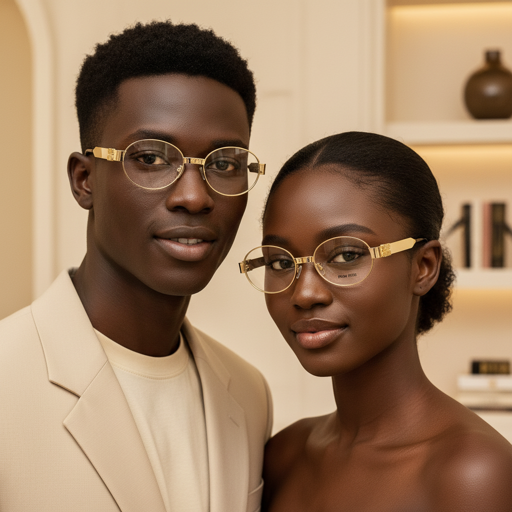 Oval Round Clear Lens Eyeglasses – Unisex Model Shot Together