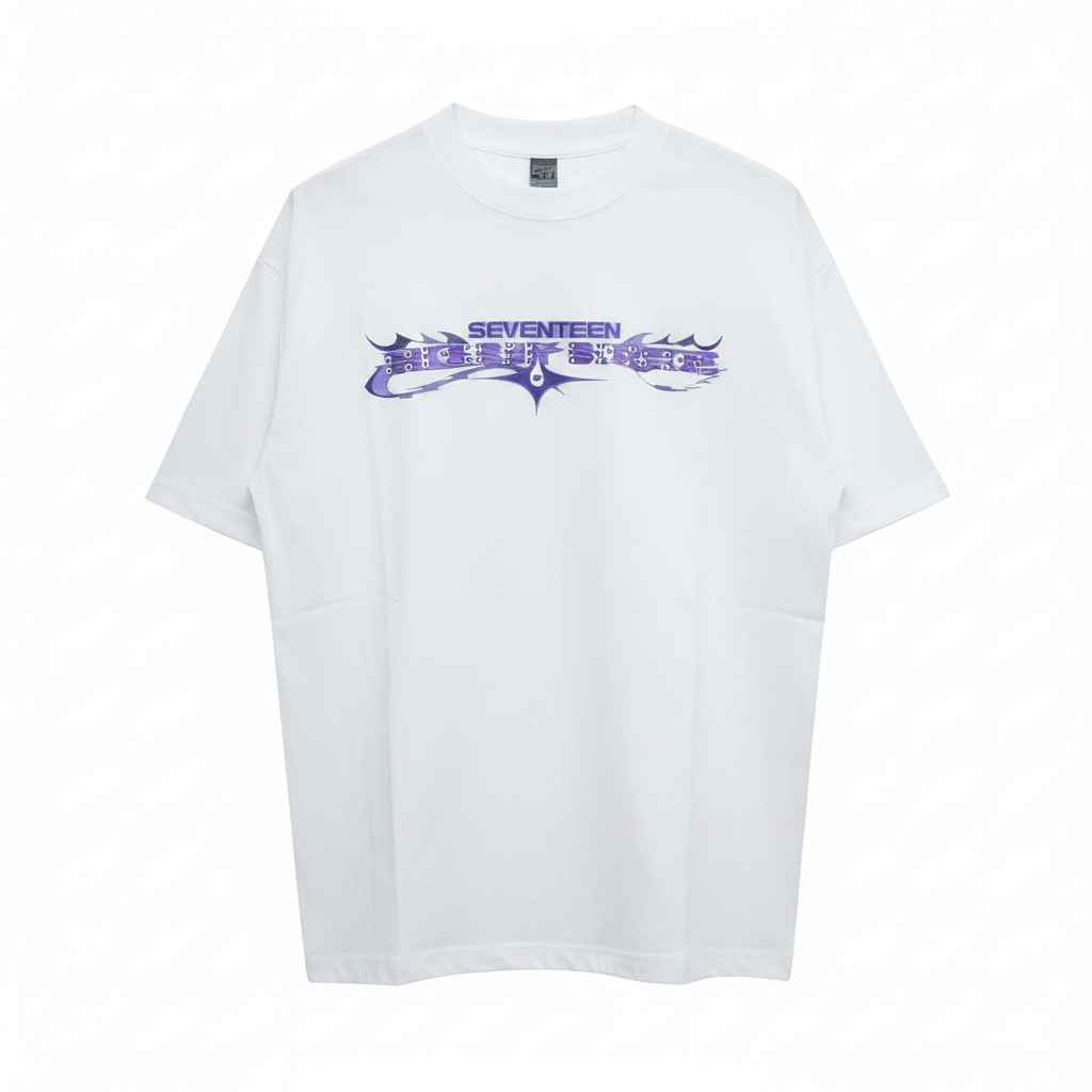 White Seventeen Graphic Oversized Tee - Ghost Mannequin Front