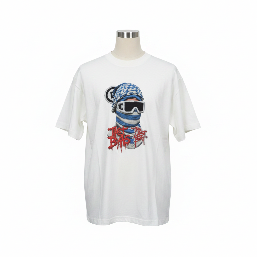 White BBS The Last Beat Graphic Oversized Tee - Ghost Mannequin Front