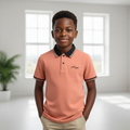 Contrast Collar Polo Shirt - Nigerian Child Model Front View