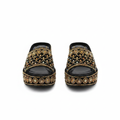 Women's gold rhinestone fully encrusted platform wedge mule slipper - ghost mannequin pair view