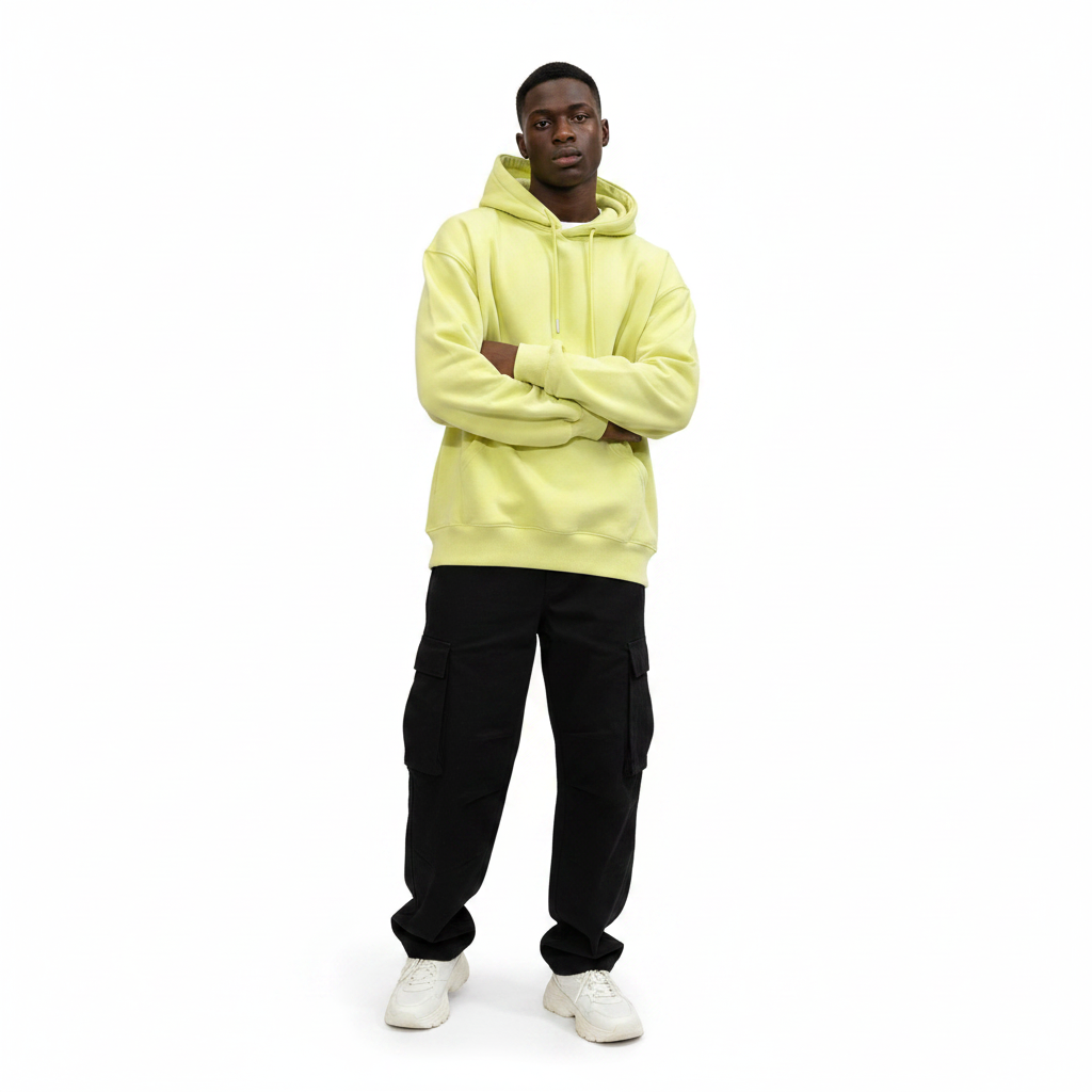 Nigerian model wearing Lime Yellow Oversized Hoodie