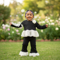 Baby Girls Black Ruffle Top & Flare Pants Set - Model Shot