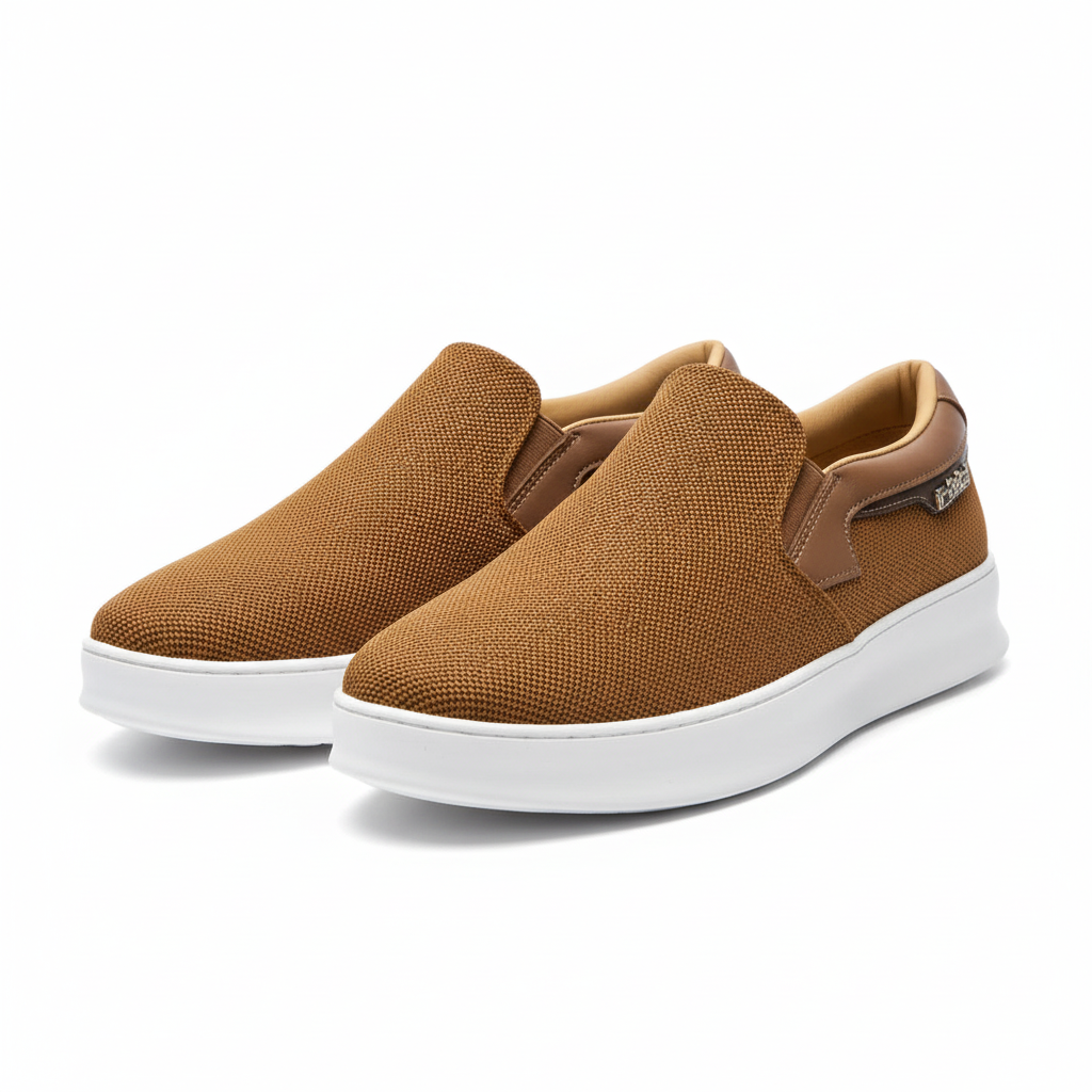 Camel Woven Textile Slip-On Platform Sneaker - Ghost Mannequin