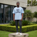 Baby Blue FRKc Dgp EmPathy Text Graphic Short-Sleeved Shirt - Model Front
