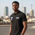 Black Globe Graphic Polo Shirt - Model Shot