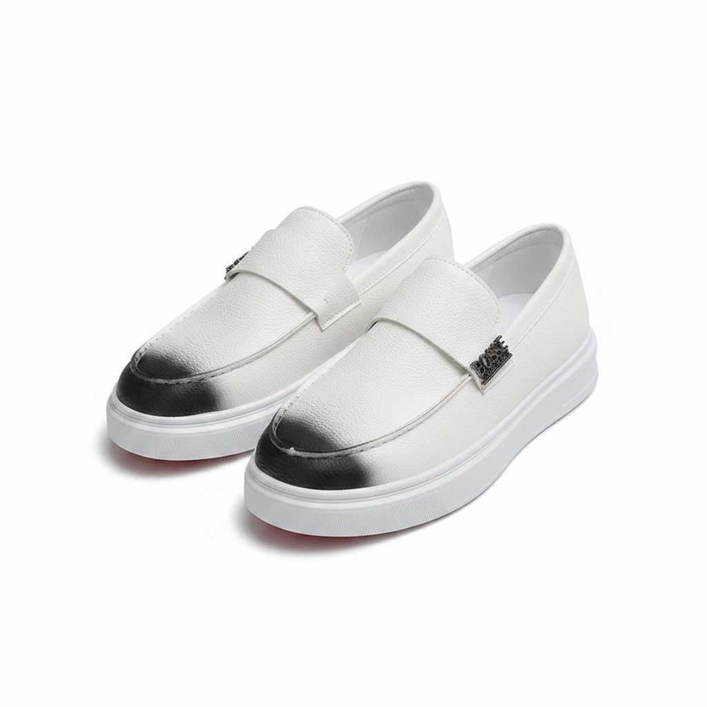 BOSSE White Platform Slip-On Loafers UE-2615 – Catalog Shot