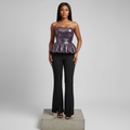 Purple Sequin Peplum Strapless Jumpsuit - Model Shot