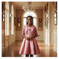 Children's Pink Lace & Satin Graduation Dress Set – Model Shot