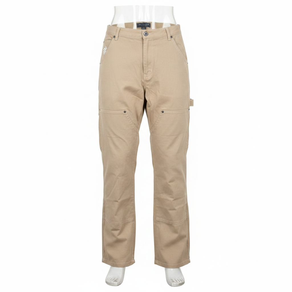 Ghost mannequin khaki carpenter utility trousers