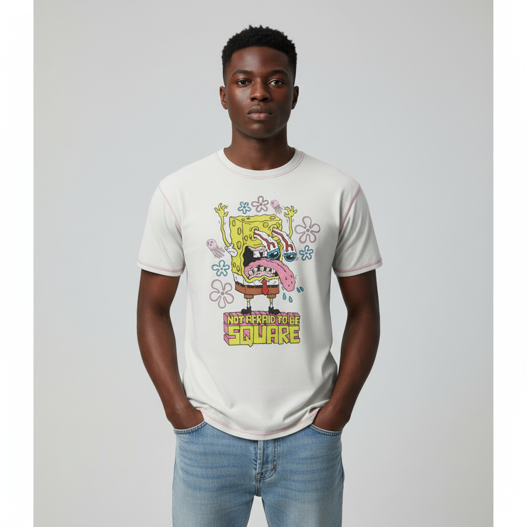 Not Afraid To Be Square Graphic Tee - Model Front View