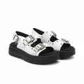 Women's white double buckle studded platform sandal ghost mannequin pair view