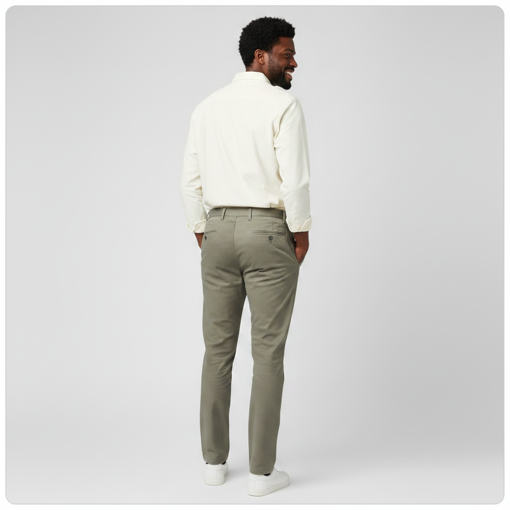 Dockers Khaki Chino Trousers Grey Green - Model Back