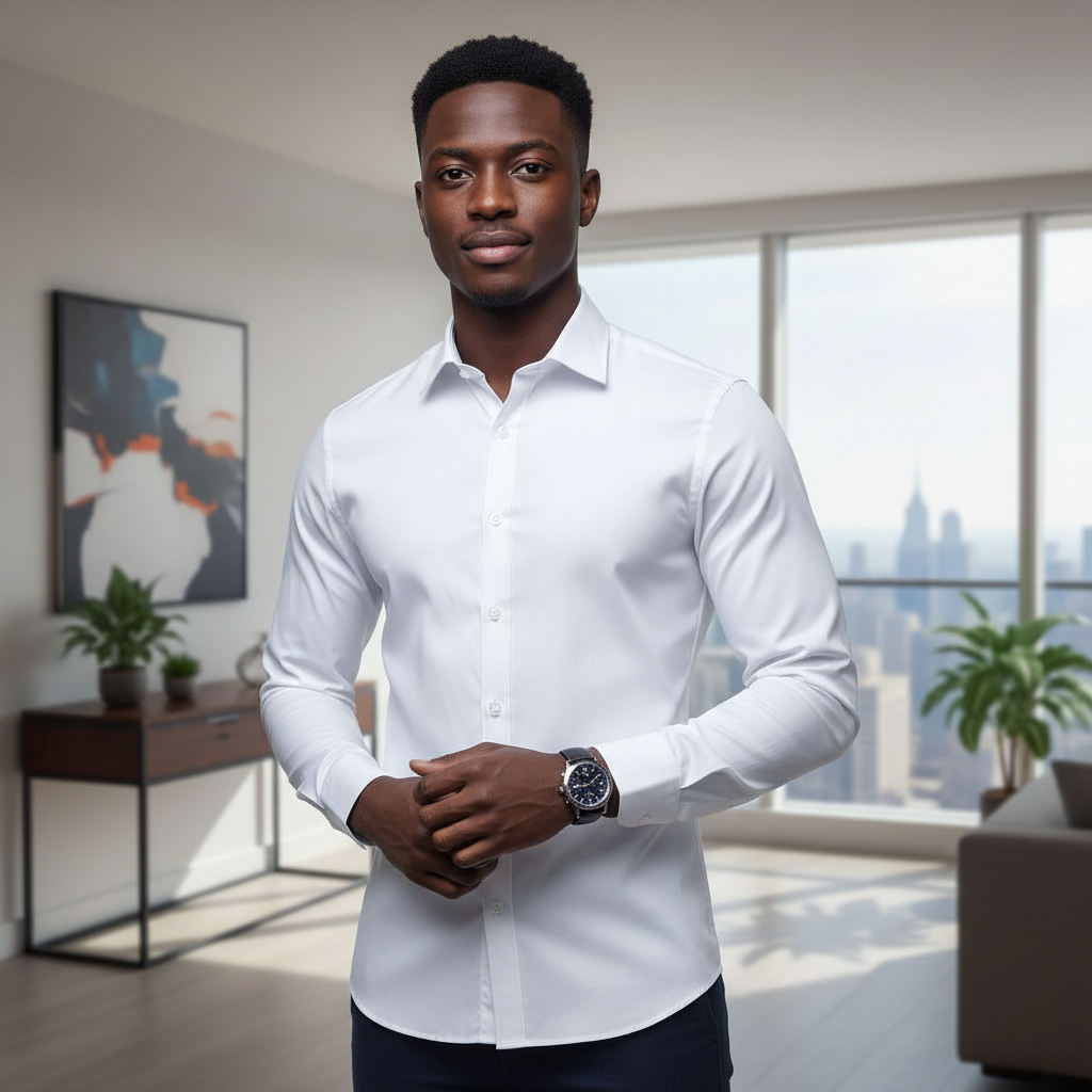White Slim Fit Shirt – Model Shot