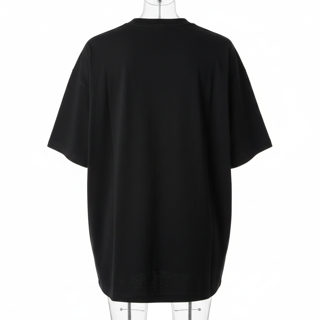 Black Hawking Quote Oversized Tee - Ghost Mannequin Back