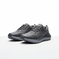 Men's charcoal leather and mesh lace-up trail sneakers pair product shot