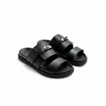 Men's black double-strap platform slide slipper — ghost mannequin view