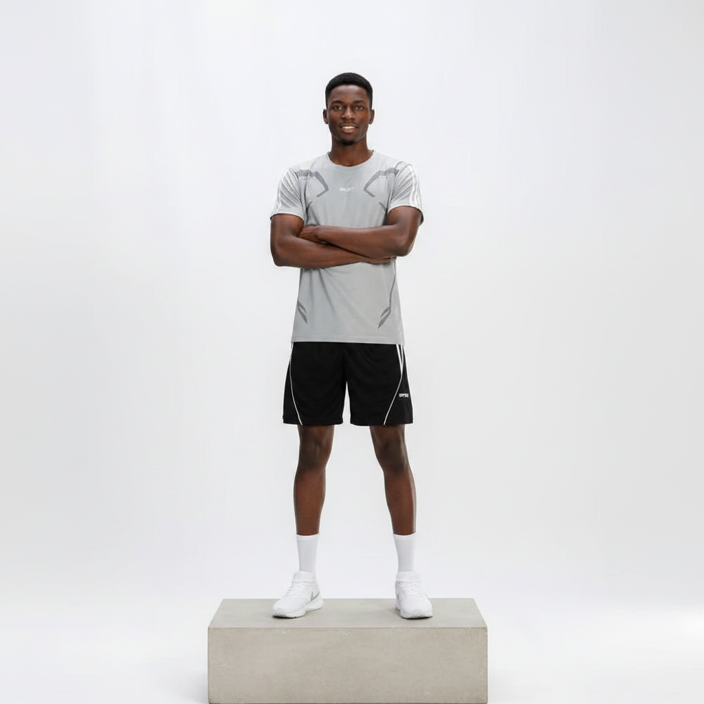 Grey Graphic Sports Set - Model Front