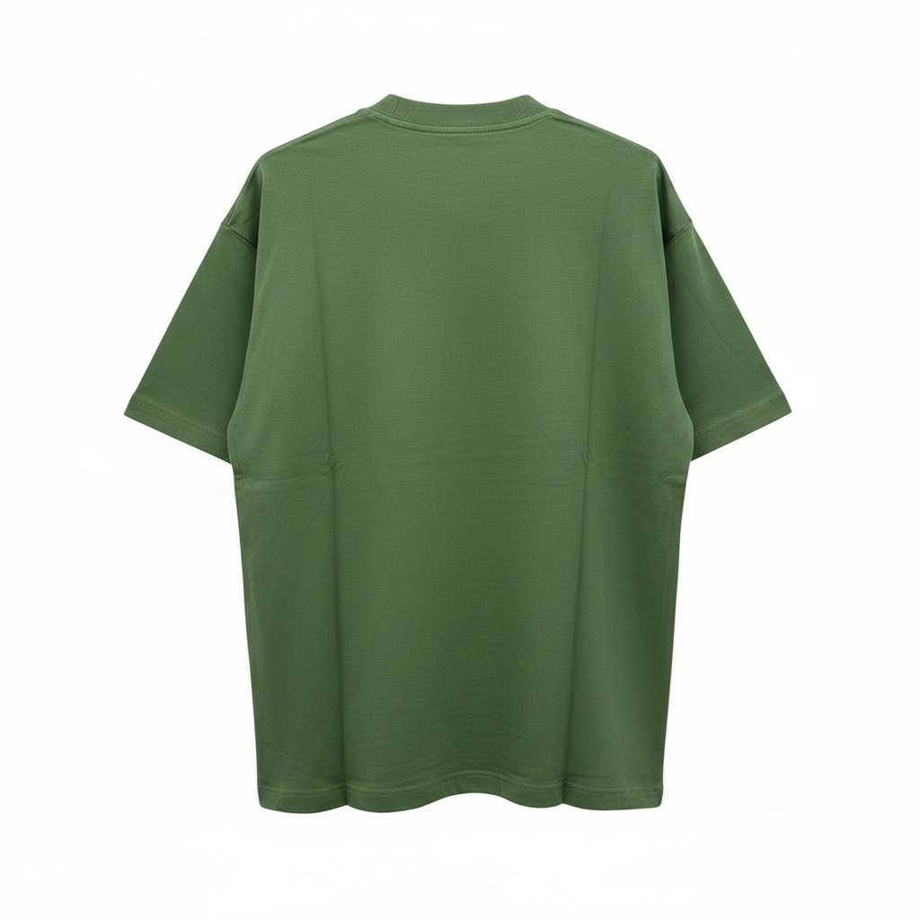 Army Green Romantic Graphic Oversized Tee - Ghost Mannequin Back