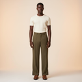 Chukmore Olive Wide-Leg Palazzo Trousers - Model Shot