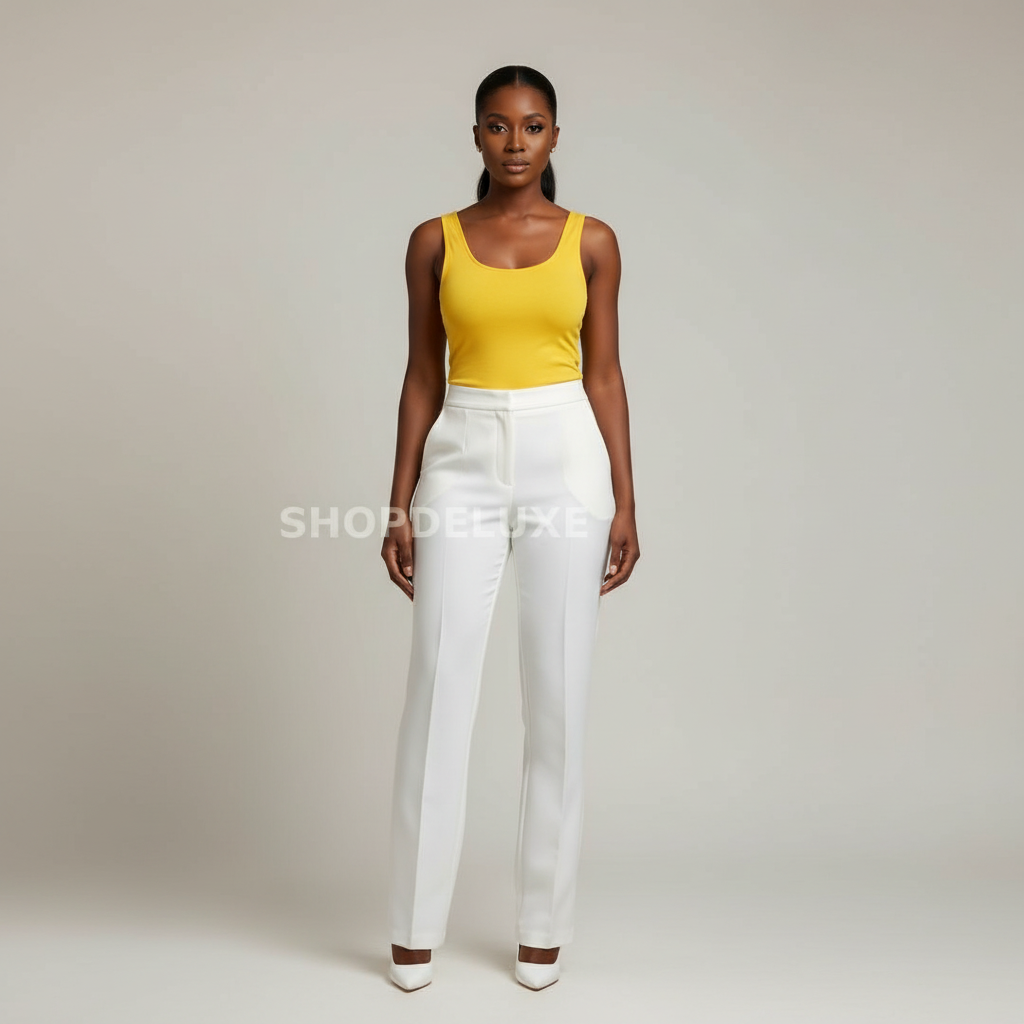 Women's Scoop-Neck Sleeveless Fitted Tank Top - Nigerian Female Model