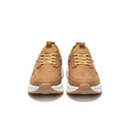Men's tan nubuck leather lace-up casual sneakers pair product shot