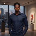 Dark Navy Slim Fit Shirt – Model Shot